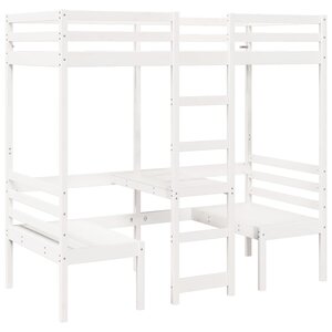 vidaXL Lit mezzanine avec bureau et chaises blanc 80x200 cm pin massif