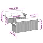vidaXL Ensemble de canapé de jardin 7 pièces avec coussins noir en poly rotin