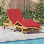 vidaXL Chaise Longue avec Coussin et Table en Bois d'Acacia Rouge