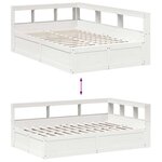 vidaXL Lit bibliothèque sans matelas blanc 140x190 cm bois pin massif