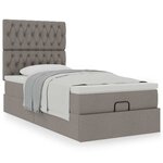 vidaXL Lit ottoman avec matelas taupe 100x200 cm tissu