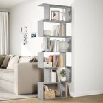 vidaXL Étagère séparatrice de pièce à 6 niveaux gris béton 70x24x193cm