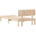 vidaXL Cadre de lit avec tête de lit Naturel 75 x 190 cm Pin massif