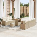 vidaXL Ensemble de canapé de jardin avec coussin 10 Pièces Beige et crème