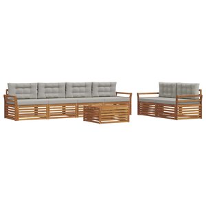 vidaXL Ensemble de canapés d'extérieur 7 pc Gris Naturel et Clair