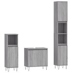 vidaXL Ensemble d'armoires de salle de bain 3 Pièces sonoma gris