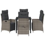 vidaXL Set de 5 pièces de salle à manger de jardin gris en poly rattan.