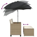 vidaXL Canapé de jardin 2 places avec parasol et tabourets beige rotin