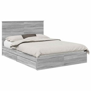 vidaXL Lit de Rangement Gris Sonoma 160 x 200 cm Bois d'ingénierie