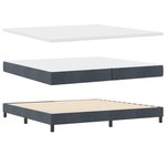 Lit Box Spring vidaXL avec Matelas Gris Foncé 200x200 cm Velours