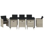 vidaXL Ensemble de salle à manger de jardin 9 pièces avec coussins en poly rattan gris clair