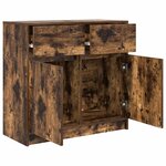 vidaXL Buffet avec tiroir chêne fumé 80x34x76 cm bois d'ingénierie