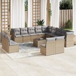 vidaXL Salon de jardin avec coussins 14 Pièces beige résine tressée