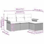 vidaXL Ensemble de canapé de jardin avec coussin 4 Pièces Marron et crème