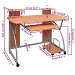 Bureau table poste de travail meuble d'ordinateur informatique étude d'ordinateur 110 x 52 x 88 5 cm bois d’ingénierie brun 02_0023737