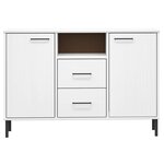 vidaXL Buffet avec pieds en métal Blanc 113x40x77 cm Bois massif OSLO