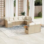 vidaXL Salon de jardin avec coussins 9 Pièces beige résine tressée