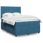 vidaXL Sommier à lattes de lit et matelas Bleu foncé 140x190cm Velours