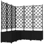 vidaXL Bac à fleurs avec Treillis 5 Pièces Noir 120 x 120 x 143 cm PP