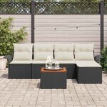 vidaXL Ensemble de canapé de jardin 6 Pièces Noir Poly rotin