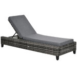Bain de soleil transat grand confort matelas inclinaison réglable multipositions résine tressée grise