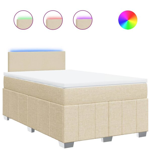 vidaXL Sommier à lattes de lit avec matelas Crème 120x200 cm Tissu