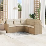 vidaXL Salon de jardin avec coussins 5 Pièces beige résine tressée