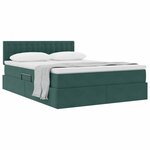 vidaXL Lit de Rangement avec matelas Vert foncé 140 x 200 cm Velours
