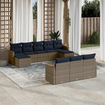 vidaXL Salon de jardin 10 Pièces avec coussins gris résine tressée