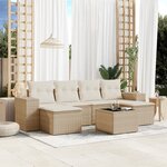 vidaXL Salon de jardin avec coussins 7 Pièces beige résine tressée