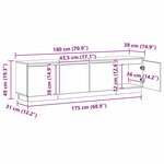 Meuble TV vidaXL avec LED en chêne noir 180x38x49 cm en bois d'ingénierie