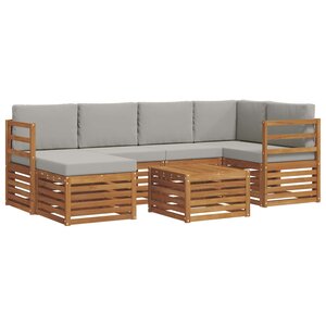 vidaXL Ensemble de canapés d'extérieur 7 pc Gris Naturel et Clair
