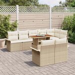 vidaXL Ensemble de canapé de jardin avec coussin 9 Pièces beige et crème