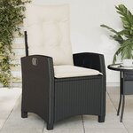 vidaXL Chaises inclinables de jardin lot de 2 et coussins noir rotin