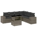 vidaXL Salon de jardin avec coussins 7 Pièces gris résine tressée