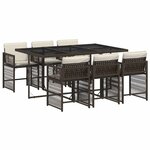 vidaXL Ensemble à manger de jardin et coussins 7 Pièces marron rotin