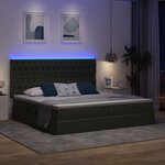 vidaXL Lit avec rangement et LED Gris foncé 200 x 200 cm Polyester