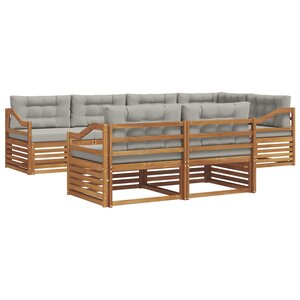 vidaXL Ensemble de canapés d'extérieur 7 Pièces Gris Naturel et Clair