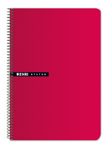 LOT de 5 Enri Status Fº Cahier à Spirale Couverture Rigide 4x4 avec Marge 100 Feuilles Rouge - Couverture Rigide Résistante - 4x4 Carrés avec Marge - 100 Feuilles de Haute Qualité - Couleur Rouge