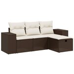 vidaXL Salon de jardin 4 Pièces avec coussins marron résine tressée