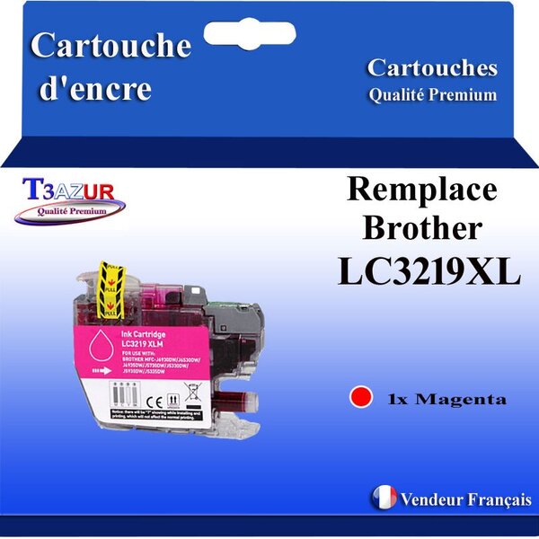T3AZUR- Cartouche compatible avec Brother LC3217 / LC3219 XL Magenta pour Brother MFC-J6930DW  MFC-J6935DW  MFC-J6935DWF