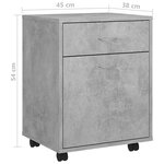 vidaXL Armoire à roulettes Gris béton 45x38x54 cm Bois d’ingénierie