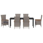 vidaXL Ensemble de salle à manger de jardin 7 pièces avec coussins en rattan poly gris