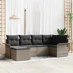 vidaXL Ensemble de canapé de jardin avec coussin 6 Pièces Gris Poly rotin