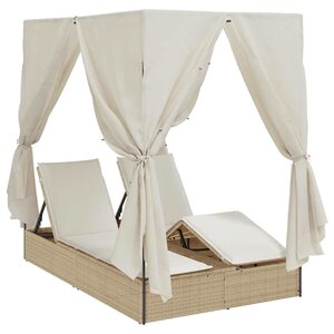 vidaXL Transat double Réglable Beige 205 x 129 x 200 cm polyrotin