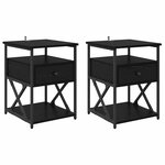 vidaXL Cabinet de chevet avec tiroir 2 Pièces Chêne noir 40 x 42 x 55 cm