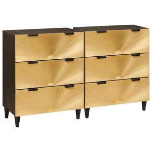 vidaXL Ensemble de buffet 2 Pièces Noir et laiton 120 x 33 x 75 cm