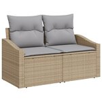 vidaXL Ensemble de Canapé de Jardin 7 Pièces avec Coussins Beige Poly Rattan