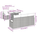 Ensemble de canapé de jardin 6 pièces avec coussins gris poly rotin