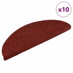 vidaXL Tapis autoadhésifs de marches 10 Pièces Rouge 56x17x3cm Aiguilleté
